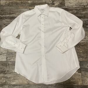 Calvin Klein White Noniron Slim Fit Long sleeve Button down Shirt Size 17 34/35
